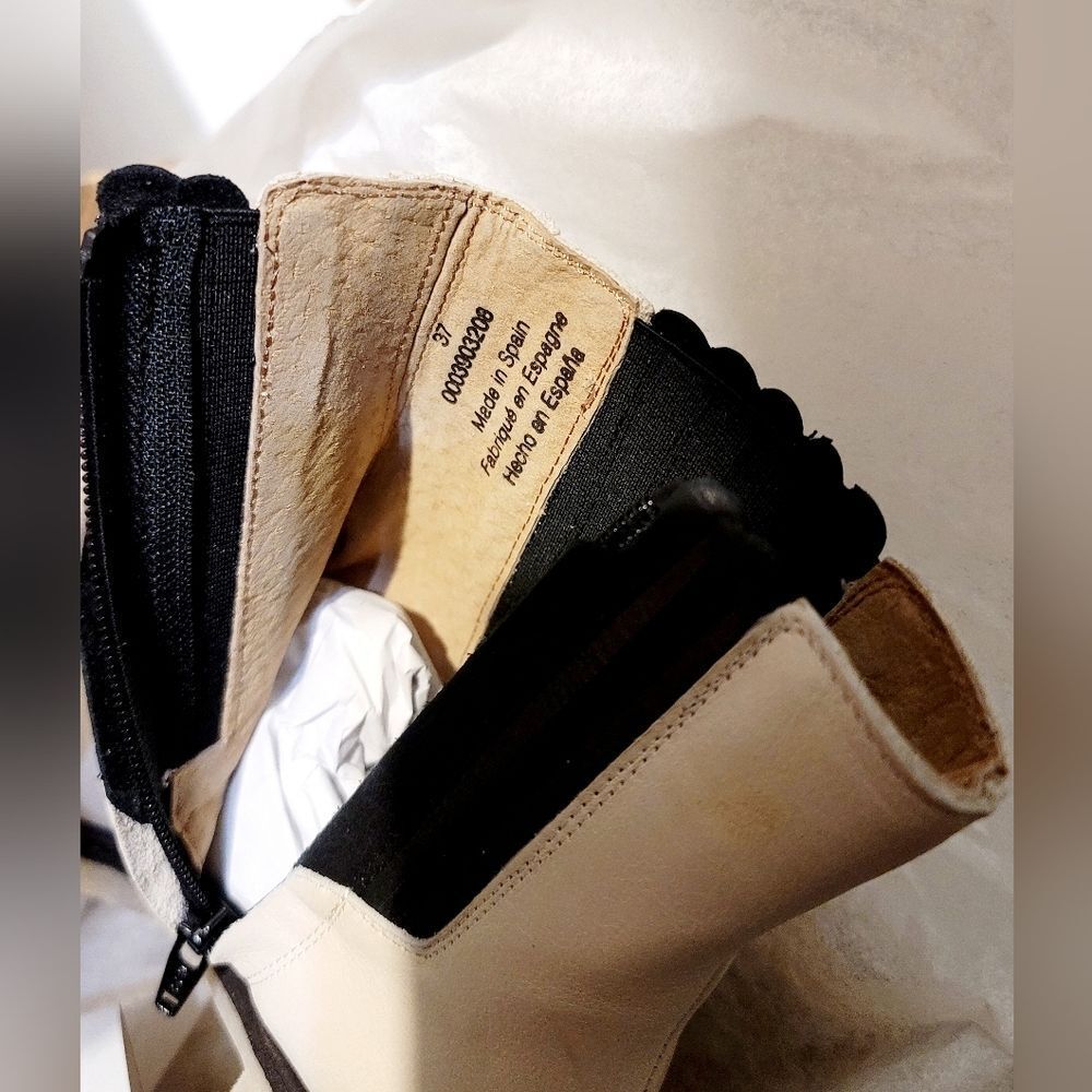 Free People James Chelsea Leather Zip Ankle Boots White Made in Spain, Size 37 - Picture 15 of 16